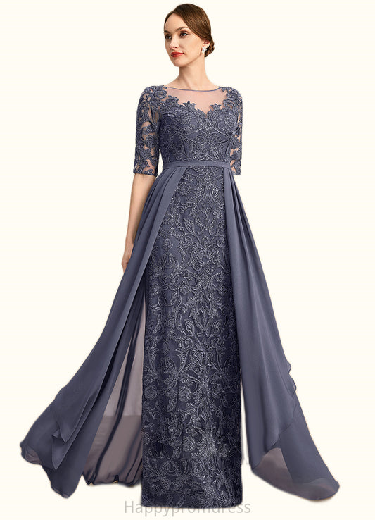 Phyllis Sheath/Column Scoop Illusion Floor-Length Chiffon Lace Mother of the Bride Dress With Sequins XXSP0021818