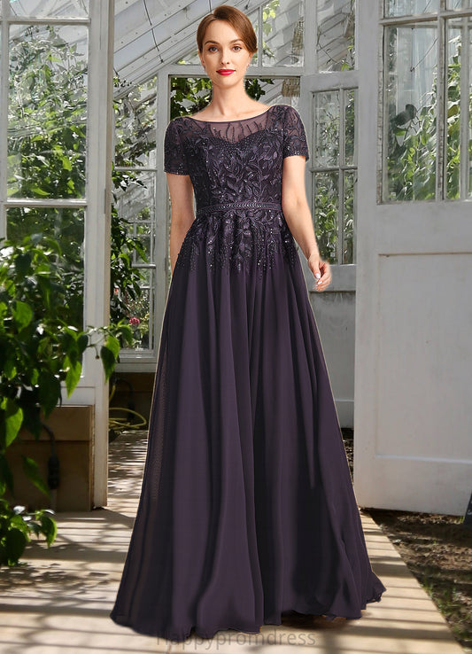Alison A-line Scoop Illusion Floor-Length Chiffon Lace Mother of the Bride Dress With Sequins XXSP0021828