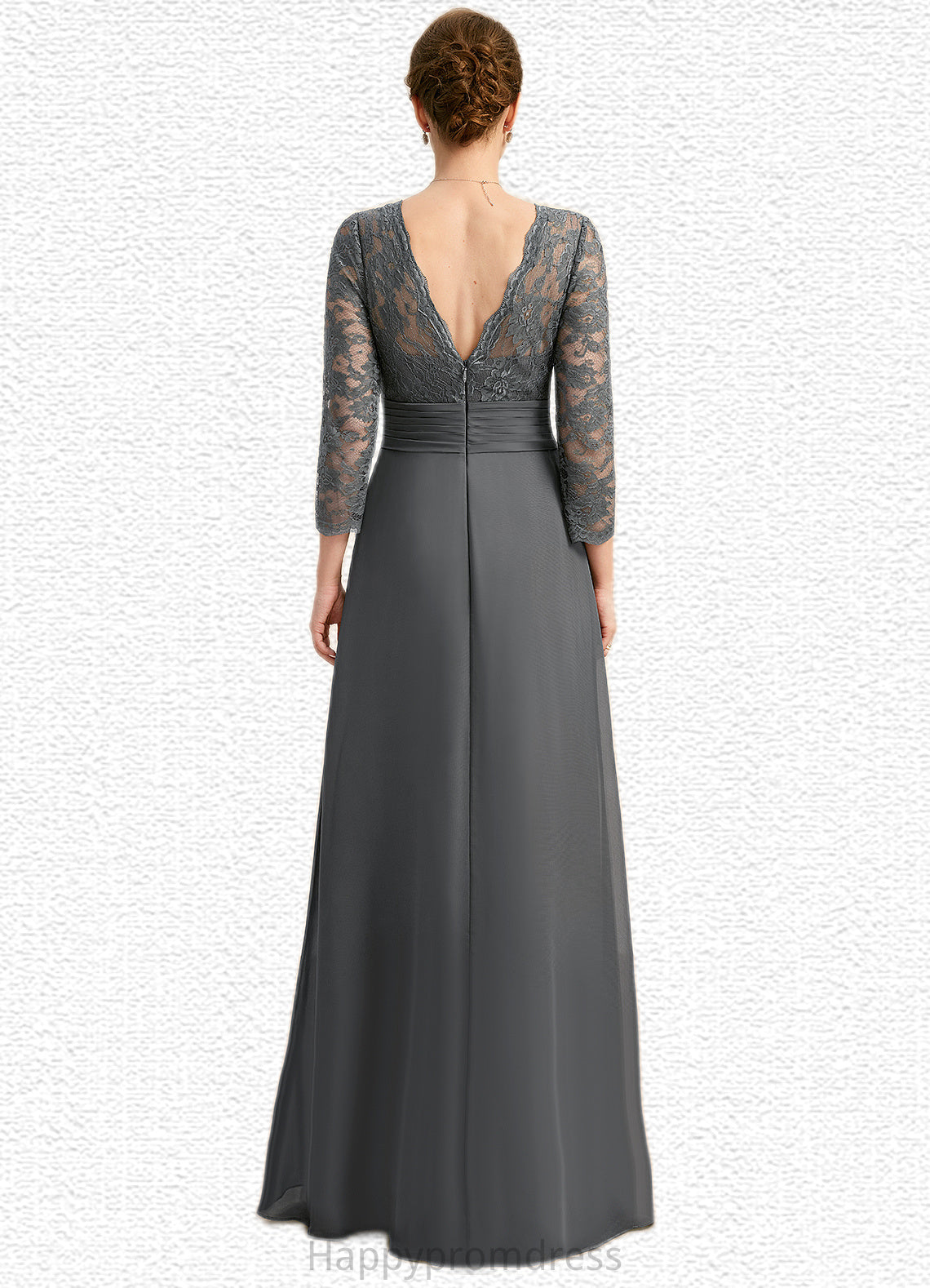 Sam A-line V-Neck Floor-Length Chiffon Lace Mother of the Bride Dress With Pleated XXSP0021850