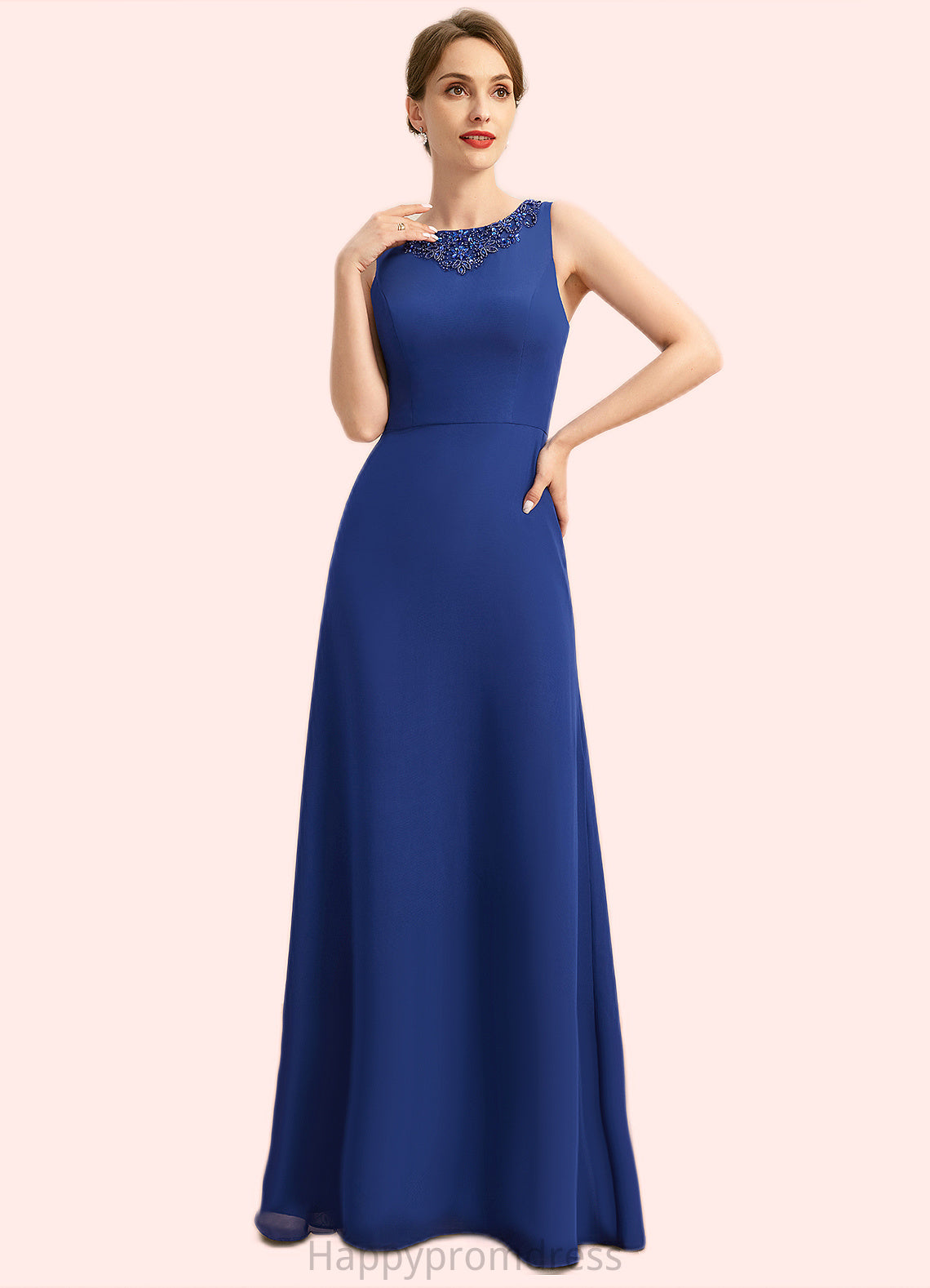Nora A-line Scoop Floor-Length Chiffon Mother of the Bride Dress With Beading Sequins XXSP0021920