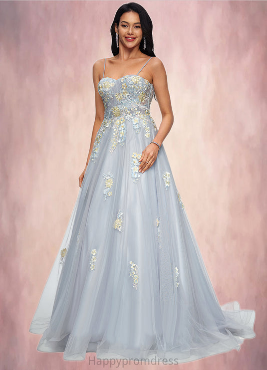 Avah Ball-Gown/Princess Sweetheart Sweep Train Tulle Prom Dresses With Pleated XXSP0022192