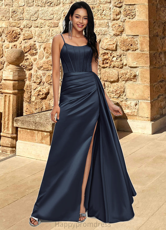 Arielle Sheath/Column Scoop Floor-Length Satin Prom Dresses XXSP0022196