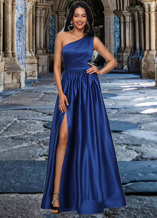 Isabella Ball-Gown/Princess One Shoulder Floor-Length Satin Prom Dresses XXSP0022201
