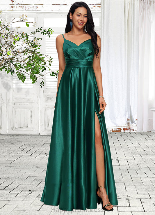 Marissa A-line V-Neck Floor-Length Stretch Satin Prom Dresses XXSP0022211