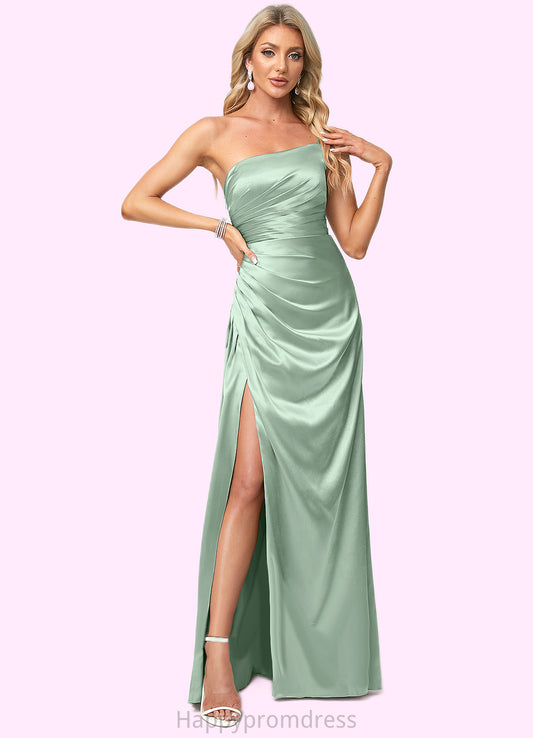 Sandy A-line One Shoulder Asymmetrical Stretch Satin Bridesmaid Dress XXSP0022585