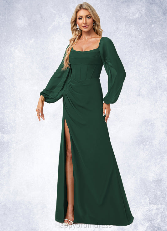 Rebekah A-line Scoop Floor-Length Chiffon Bridesmaid Dress XXSP0022593
