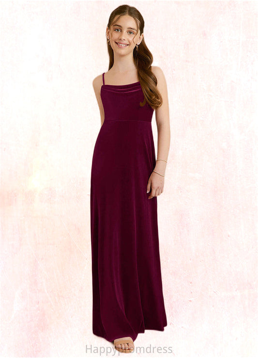 Allyson A-Line Velvet Floor-Length Junior Bridesmaid Dress Cabernet XXSP0022870