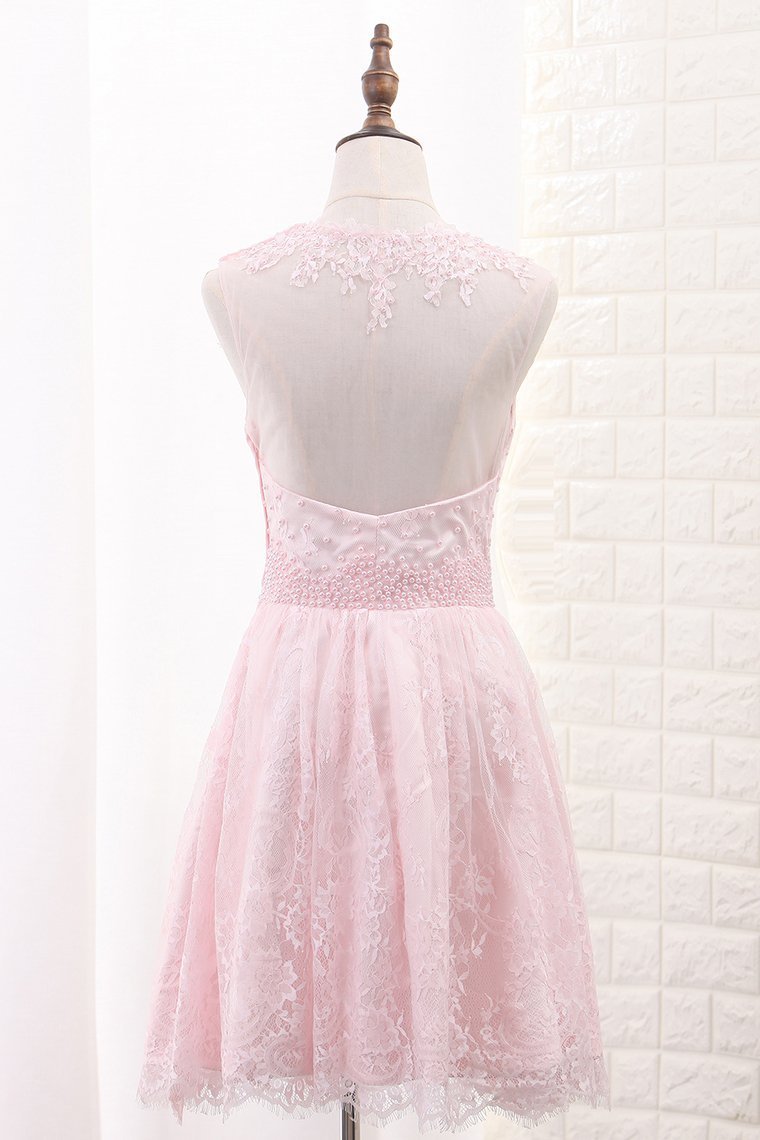 2024 Lace Homecoming Dresses A Line Scoop With Applique And