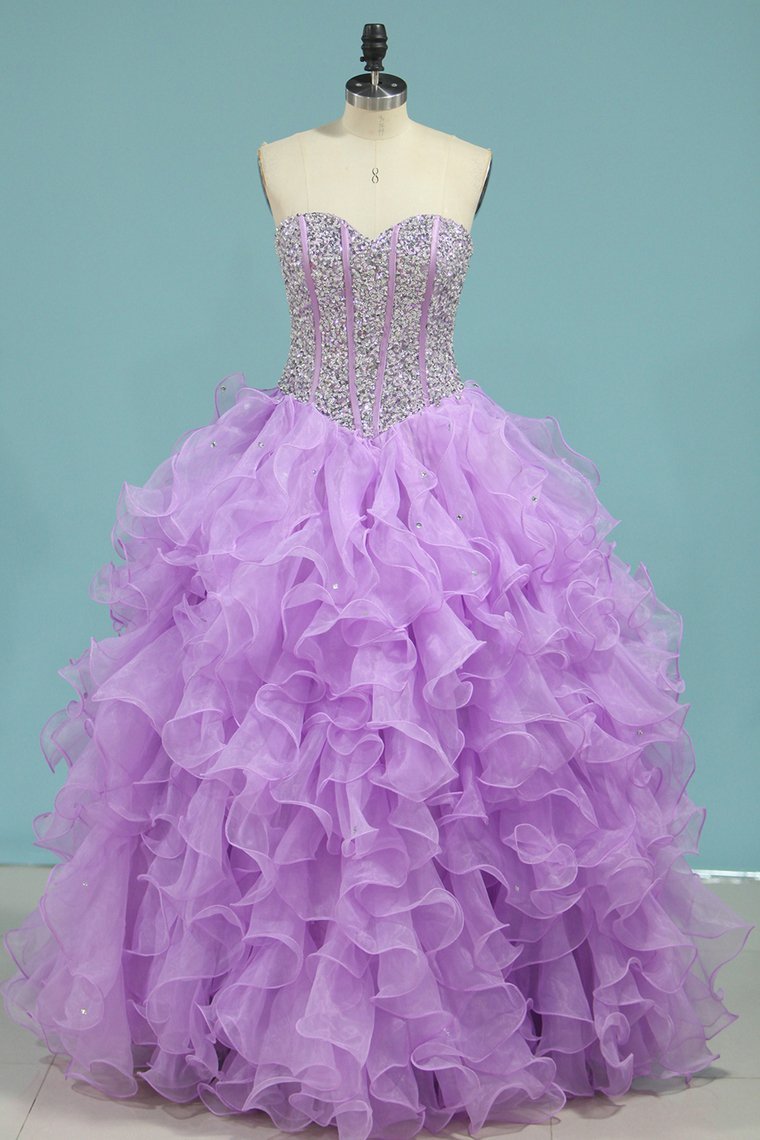 2024 Prom Dresses Ball Gown Sweetheart Organza Floor Length Quinceanera