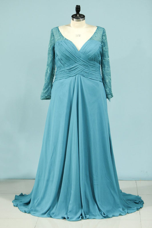 2024 A Line V Neck Mother Of The Bride Dresses Chiffon With Beads And