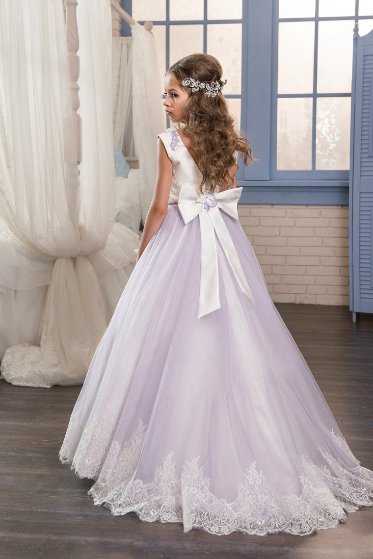 2024 Flower Girl Dresses A Line Scoop Tulle With Applique And Bow