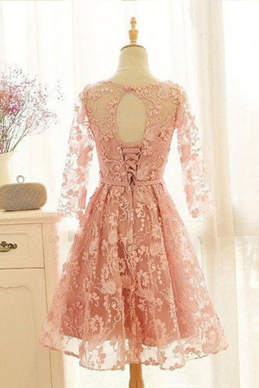 2024 Lace Homecoming Dresses A Line Long Sleeves With