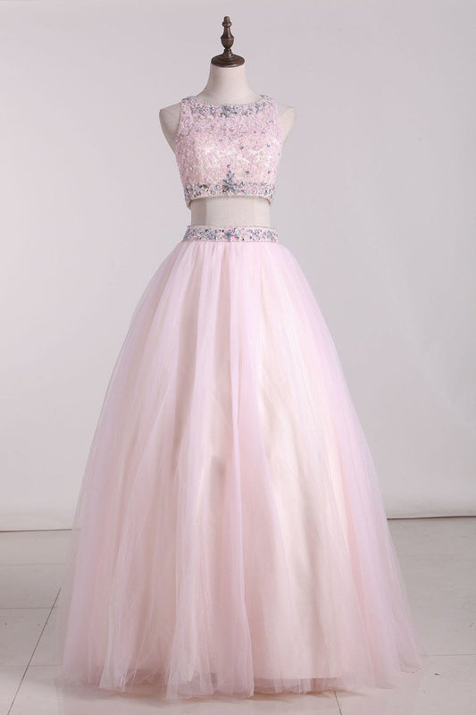 2024 Two-Piece Scoop Ball Gown Quinceanera Dresses Tulle With