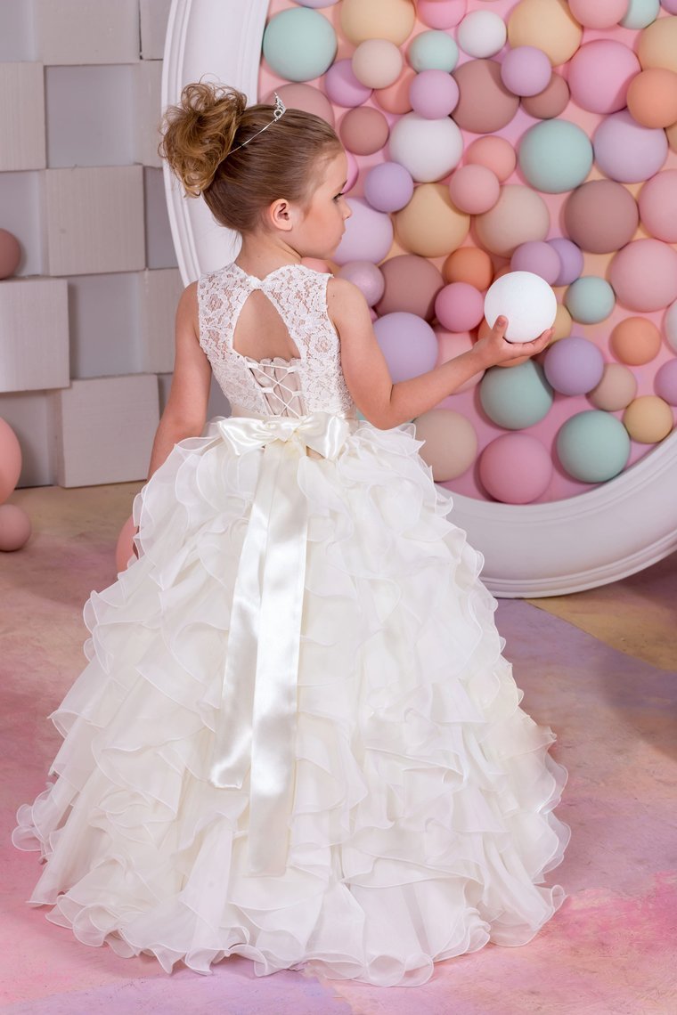 2024 Flower Girl Dresses A Line Chiffon & Lace With Sash Lace