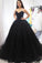 Sweetheart Tulle Ball Gown Black Formal Prom Dresses, Sleeveless Lace up Evening Dresses STC15442