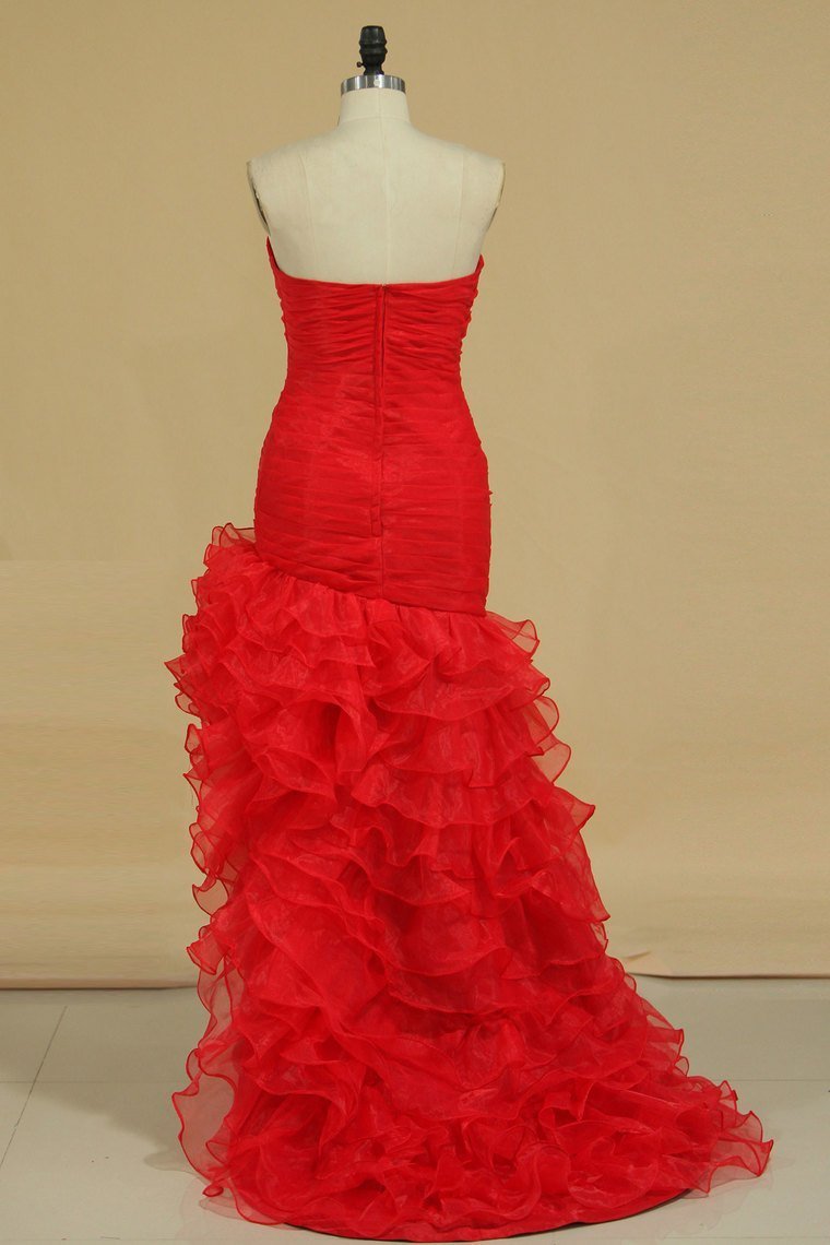2024 Red Sexy Prom Dresses Mermaid/Trumpet High Low