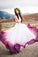 Flowy Two Pieces White Straps Prom Dresses Bateau Fuchsia Dyed Chiffon Wedding Dress STC15233