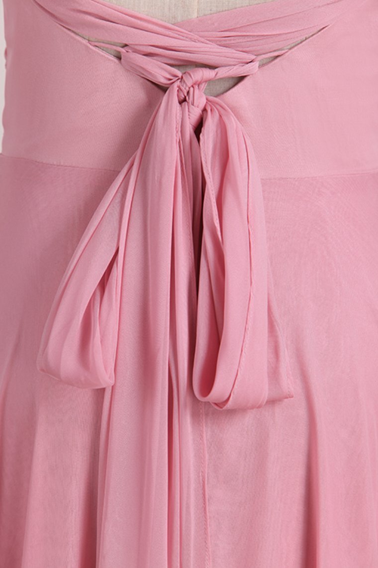 New Arrival Straps Bridesmaid Dresses Chiffon With Ruffles A Line