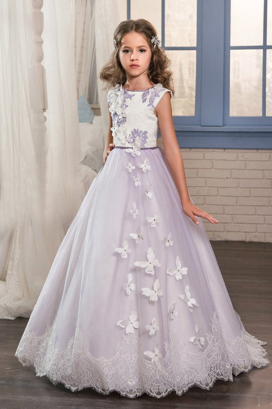 2024 Flower Girl Dresses A Line Scoop Tulle With Applique And Bow