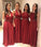 Elegant A Line Chiffon Red Crystal Maid of Honor, Bridesmaid Dresses with STC20459