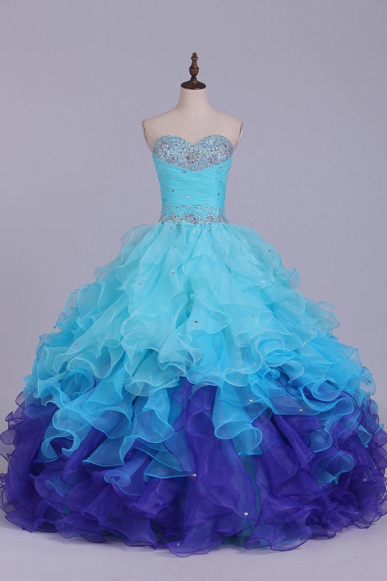 2024 Quinceanera Dresses Ball Gown Sweetheart Floor Length Organza With Beading Sash