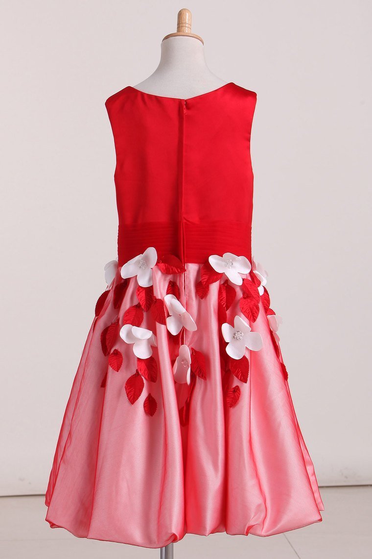 New Arrival Flower Girl Dresses A Line Scoop Satin & Tulle With Handmade