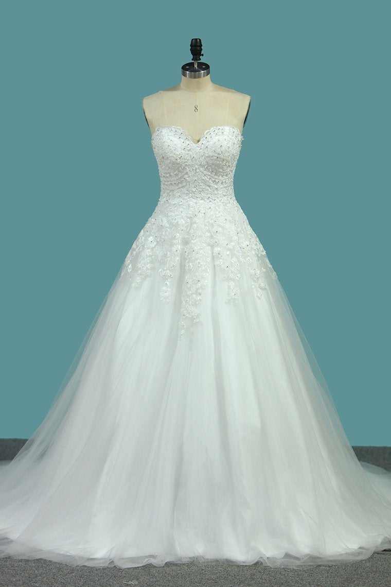 2024 Sweetheart Wedding Dresses A Line Tulle With Applique