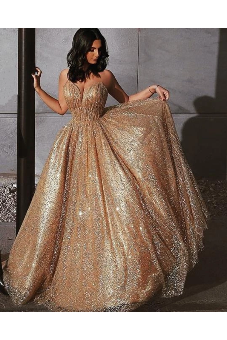 Sparkly A Line Elegant Court Train Prom Dress, Evening Party