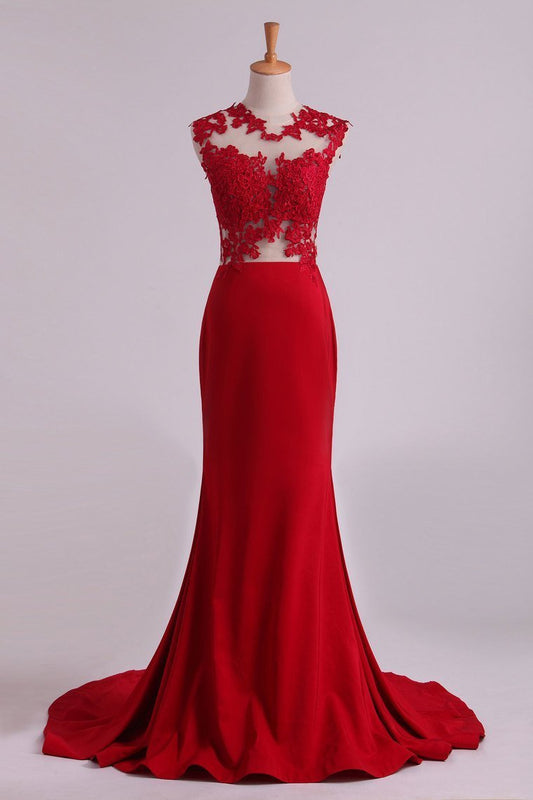 Red Scoop Mermaid Prom Dresses With