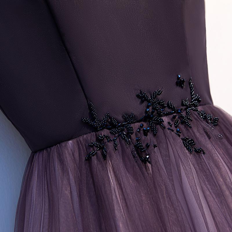Unique A Line Ombre Purple Beading Prom Dresses with Lace up, Long Dance Dresses STC15603