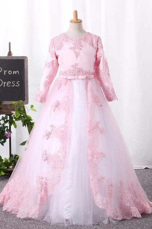 2024 Ball Gown Scoop Flower Girl Dresses Tulle With