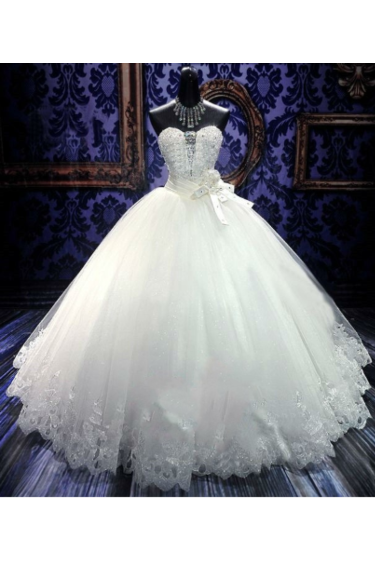 Ball Gown Sweetheart Tulle Wedding Dresses Strapless Wedding