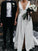 Stunning V-Neck Satin Straps Ivory Wedding Dresses A-line Bridal Gowns with Pockets V Back STC14983