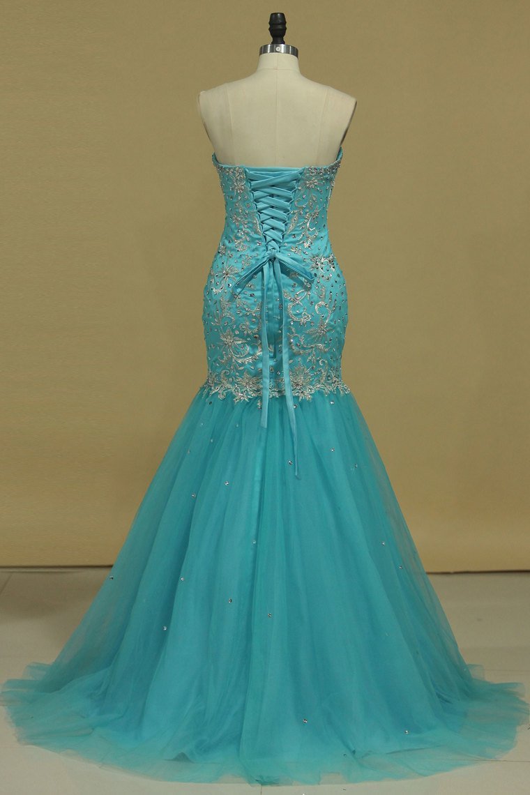 Sweetheart Prom Dresses Mermaid/Trumpet With Applique And Beads