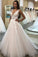 A Line V-neck Long Tulle Wedding Dress with Appliques, Cheap Bridal Dresses STC15045