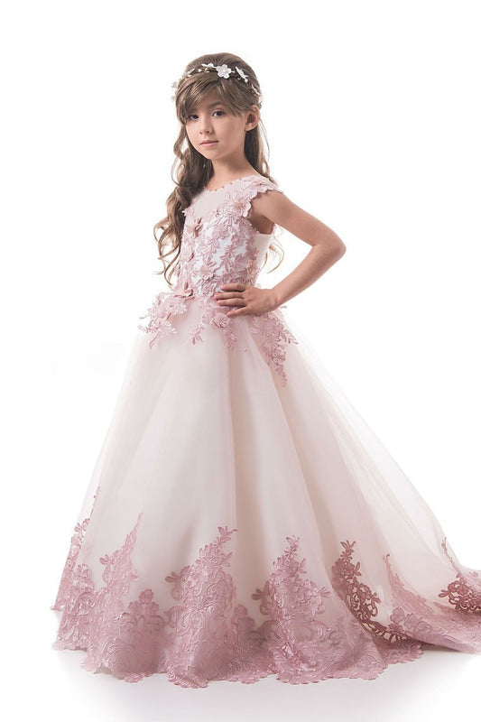 2024 Tulle Flower Girl Dresses Scoop With Applique And Handmade Flowers