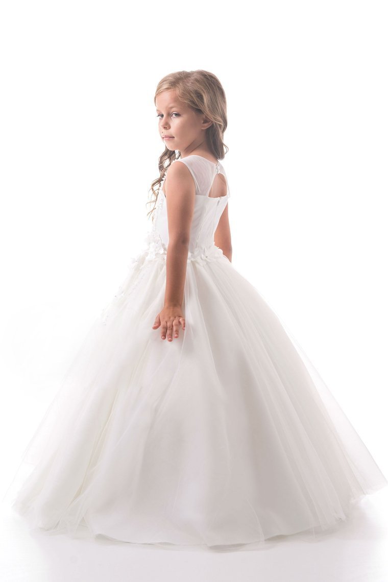 2024 Flower Girl Dresses A Line Scoop Tulle With Beads And Handmade