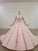 Elegant Ball Gown Pink Long Sleeves Appliques Prom Dresses, Quinceanera STC20481