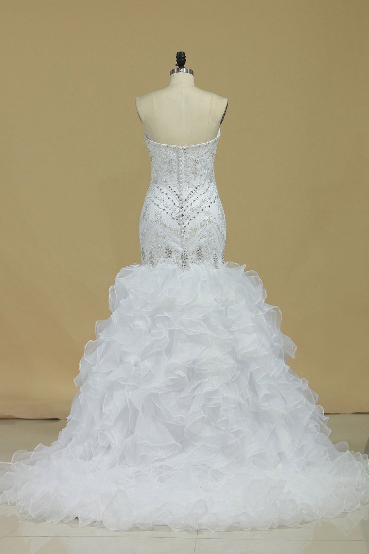 2024 Sweetheart Wedding Dresses Beaded Bodice Organza
