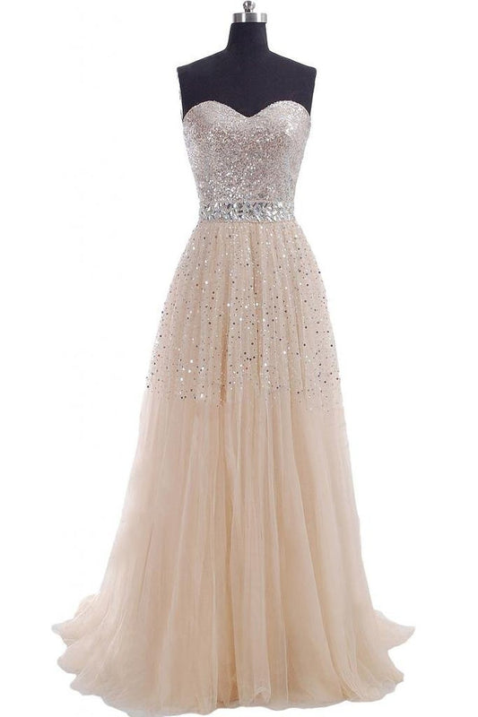 Hi Girls Exquisite Sweetheart Tulle Long Prom Dresses Party Gowns