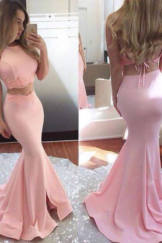Mermaid Satin Two Pieces Prom Dresses With STCPTHSHZA6