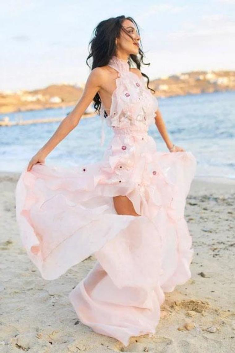 Halter Backless Chiffon Beach Wedding Dresses With Appliques STCPR1EZ5X1