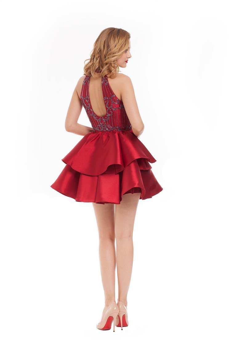 2024 Homecoming Dresses High Neck A Line Satin With Beading Mini