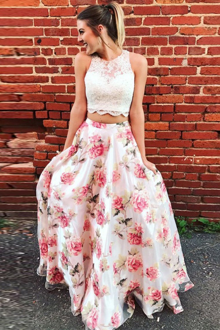 Beautiful 2 Pieces A-Line Prom Dresses For Girls Party