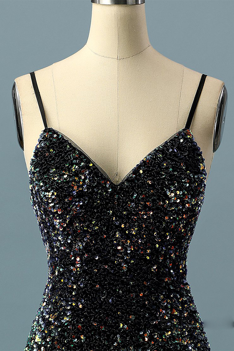 Simple Sequin Spaghetti Straps Short Homecoming Dress
