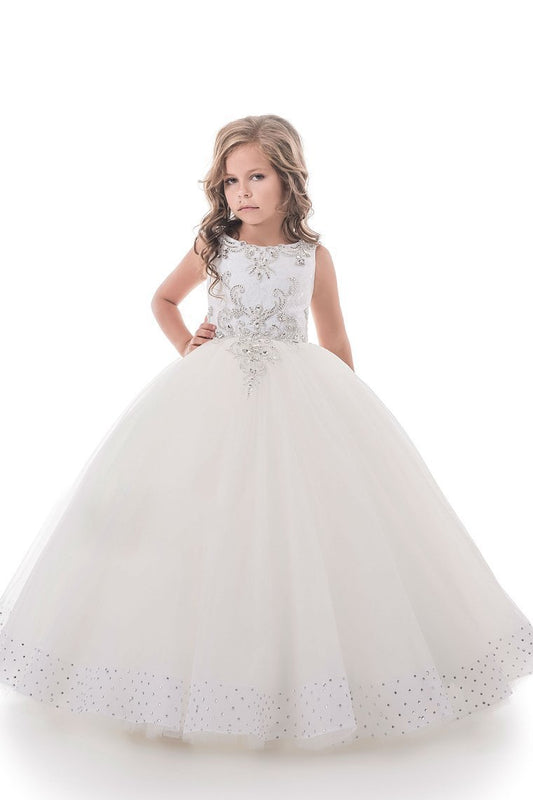 2024 Flower Girl Dresses Ball Gown Scoop Open Back Tulle With