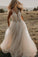 Spaghetti Straps Tulle Deep V-Neck Wedding Dresses, Romantic Bohemian Beach Bridal Dress STC15421
