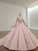 Elegant Ball Gown Pink Long Sleeves Appliques Prom Dresses, Quinceanera STC20481