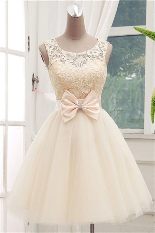 2024 A Line Scoop Tulle & Lace Homecoming Dresses With
