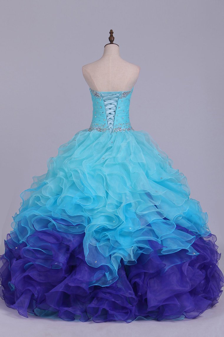 2024 Quinceanera Dresses Ball Gown Sweetheart Floor Length Organza With Beading Sash
